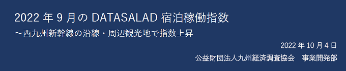 2022年9月の宿泊稼働指数